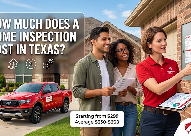 RedFish inspector reviewing home inspection report with Texas buyer