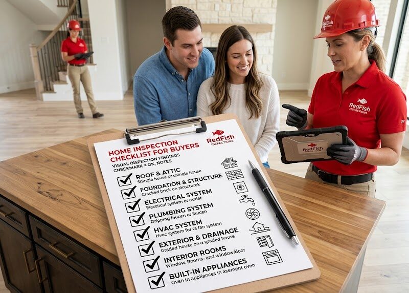 RedFish inspector checking electrical panel during buyer home inspection