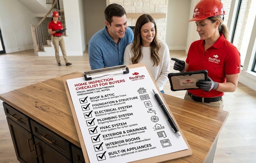 RedFish inspector checking electrical panel during buyer home inspection