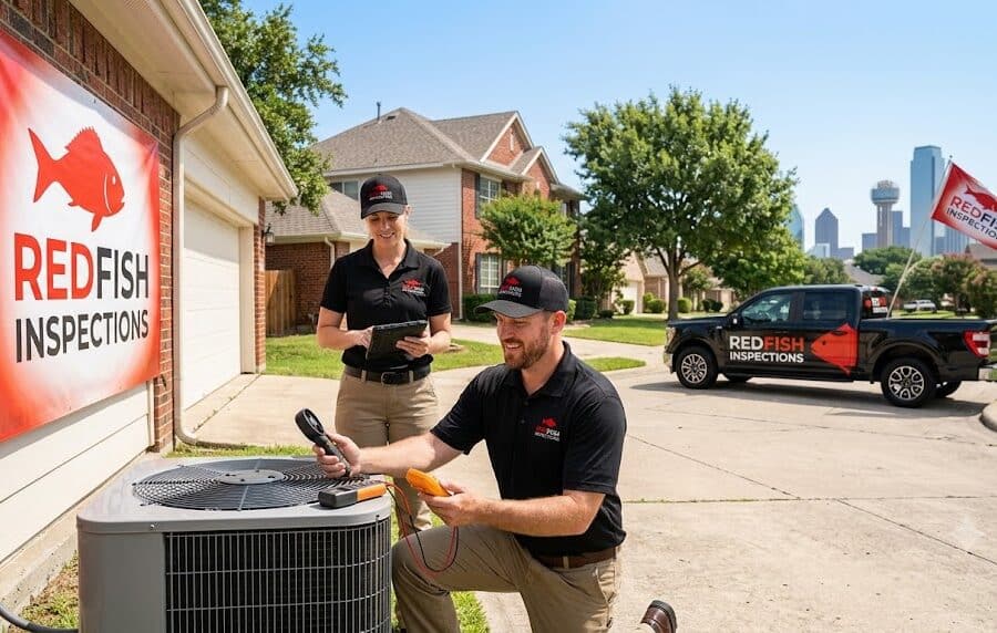 RedFish inspector reviewing attic conditions during a Dallas home inspection