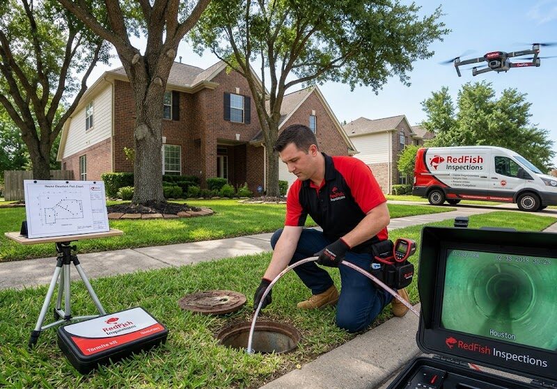Sewer scope inspection camera used during a Houston home inspection