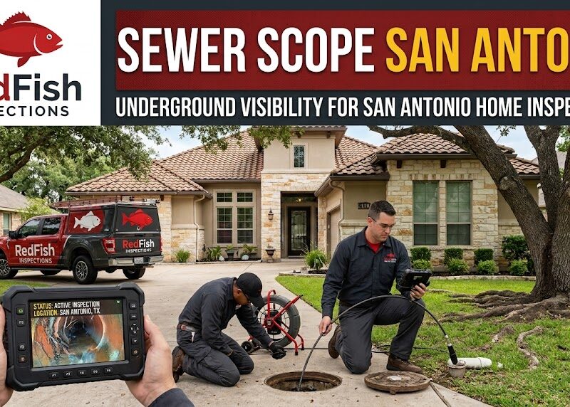 RedFish inspector preparing sewer scope equipment at a San Antonio property