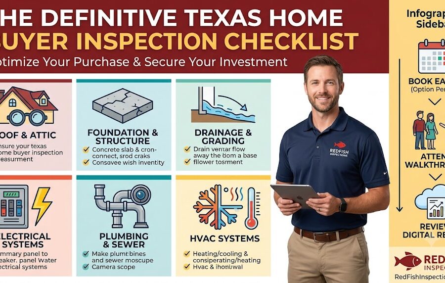Texas home buyer home inspection checklist to understand what inspectors look for before closing on a home.