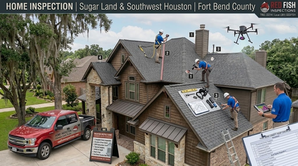 Roof inspection for Sugar Land & Southwest Houston RedFish Inspections