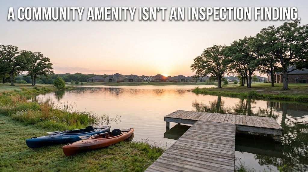 Community fishing and kayaking lake in a new master-planned neighborhood