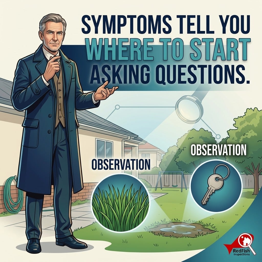 Inspector Hindsight explaining evidence-based evaluation of septic system concerns