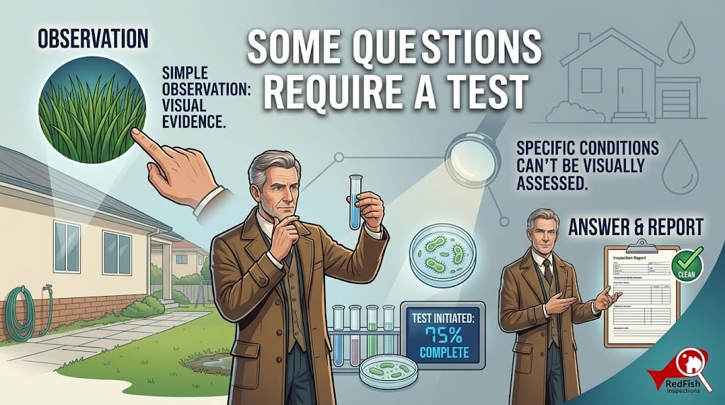 Inspector Hindsight explaining the difference between a well inspection and water testing