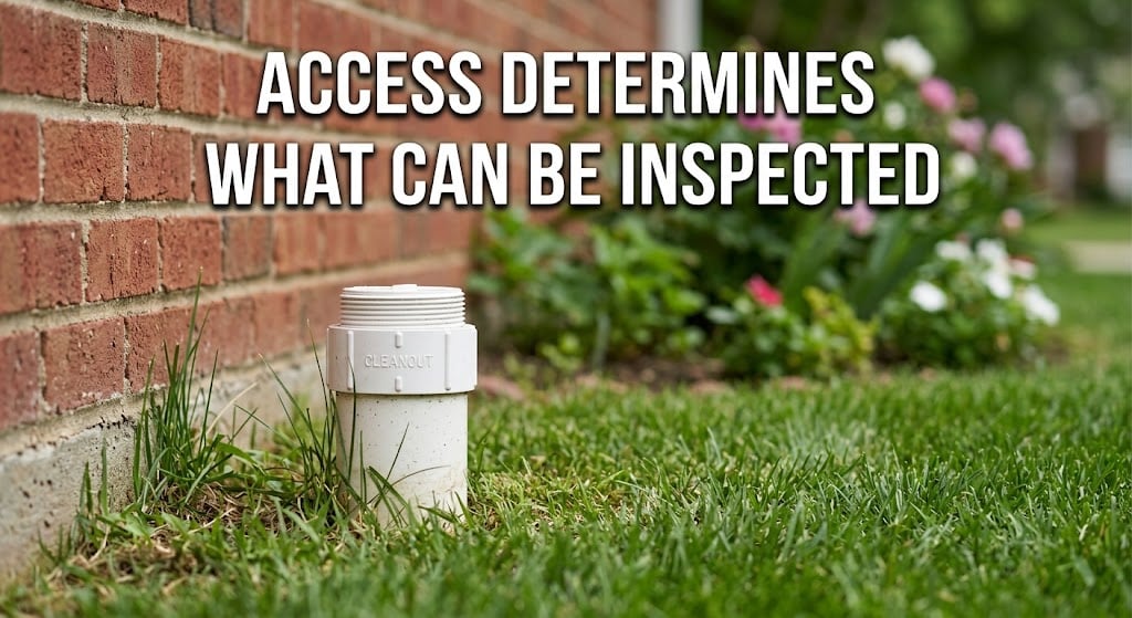 Exterior sewer cleanout used as an access point for a sewer camera inspection