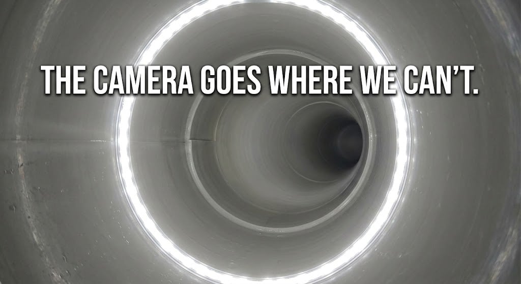 Camera view inside a drain pipe during a sewer scope inspection