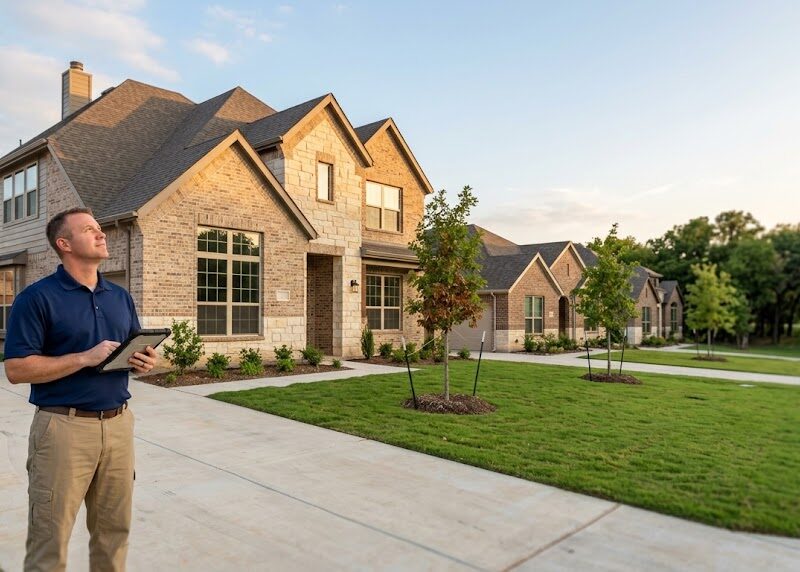 Home inspector at a newly completed home, illustrating a Timberbrook Justin home inspection