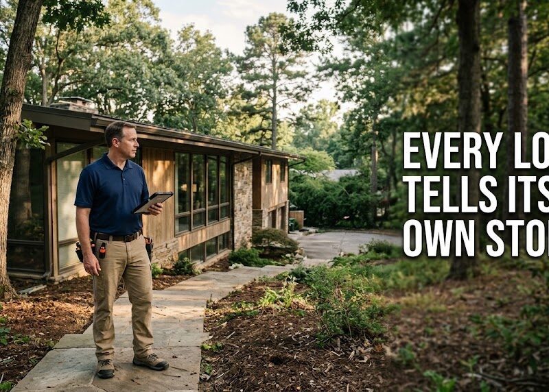 Bluffview home inspector evaluating a contemporary home on a sloped lot in Dallas, Texas