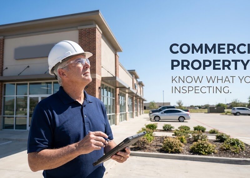 Commercial property inspector evaluating visible conditions at a commercial building
