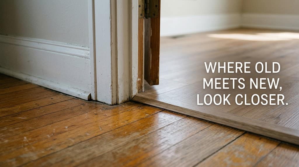 Floor height transition between an original home and an addition in East Harris County