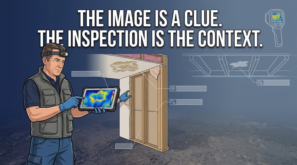 Inspector Hindsight explaining how a thermal imaging inspection supports evidence-based investigation