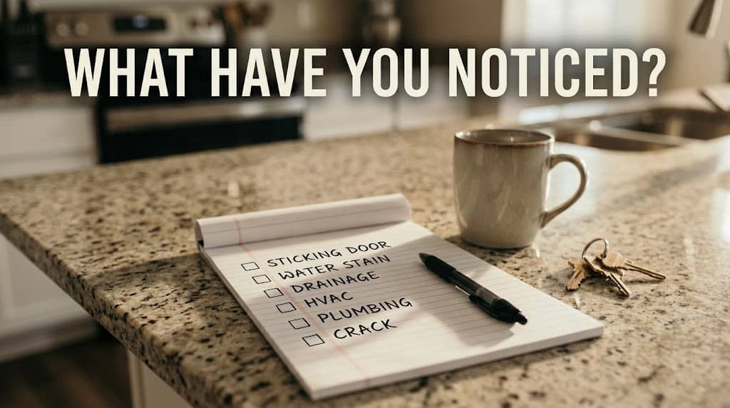 Homeowner's checklist of first-year observations to discuss during a warranty inspection