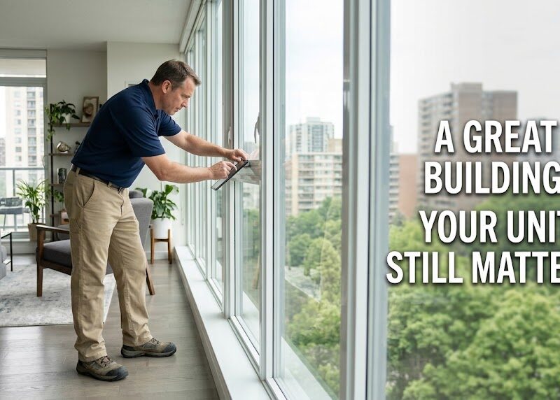 Turtle Creek home inspector evaluating a high-rise condo unit in Dallas, Texas
