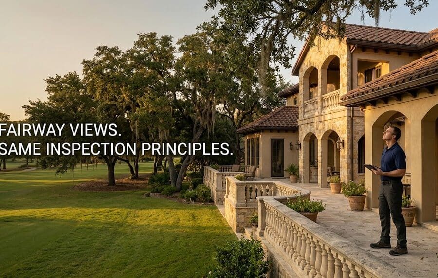 Vaquero home inspector evaluating a golf-course estate home in Westlake, Texas